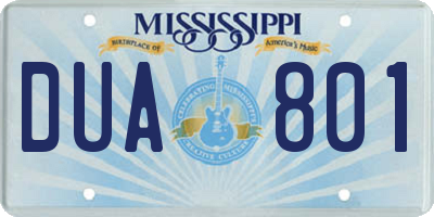 MS license plate DUA801