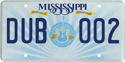 MS license plate DUB002