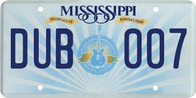 MS license plate DUB007