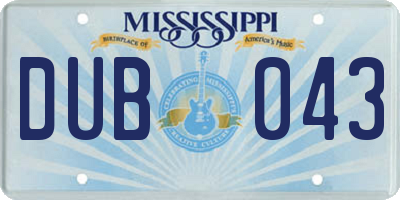 MS license plate DUB043