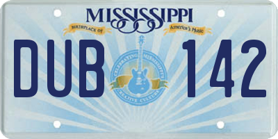 MS license plate DUB142
