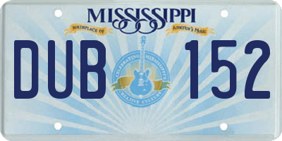MS license plate DUB152