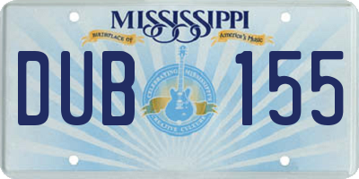 MS license plate DUB155