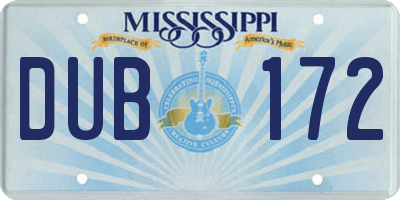 MS license plate DUB172