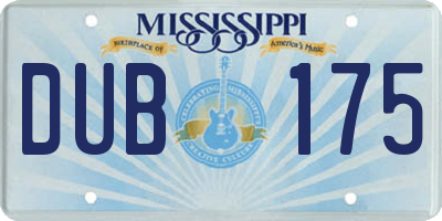 MS license plate DUB175