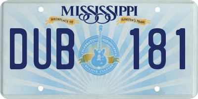 MS license plate DUB181