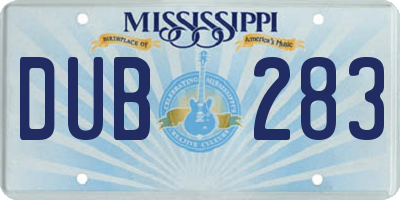 MS license plate DUB283