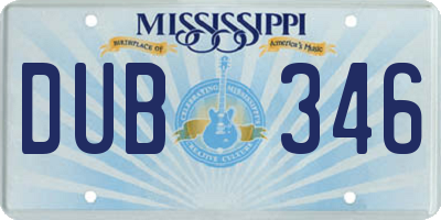 MS license plate DUB346