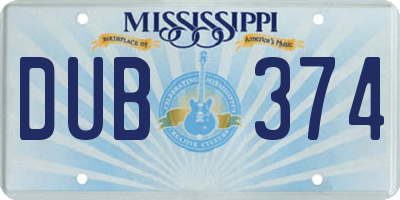 MS license plate DUB374