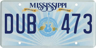 MS license plate DUB473
