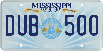 MS license plate DUB500