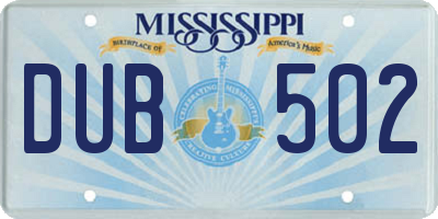 MS license plate DUB502