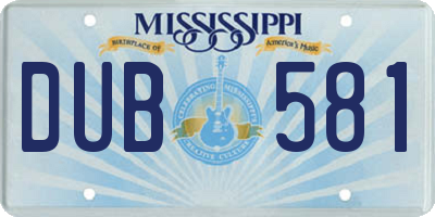 MS license plate DUB581