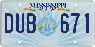 MS license plate DUB671