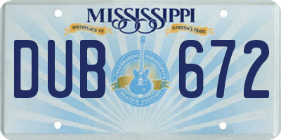 MS license plate DUB672