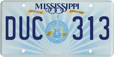 MS license plate DUC313