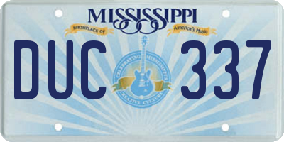 MS license plate DUC337