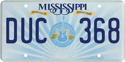 MS license plate DUC368