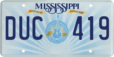 MS license plate DUC419