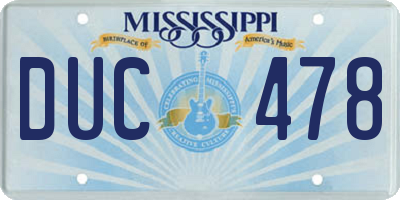 MS license plate DUC478