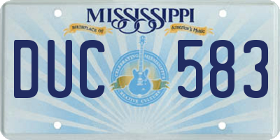 MS license plate DUC583