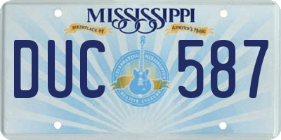 MS license plate DUC587