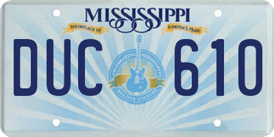 MS license plate DUC610