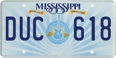 MS license plate DUC618