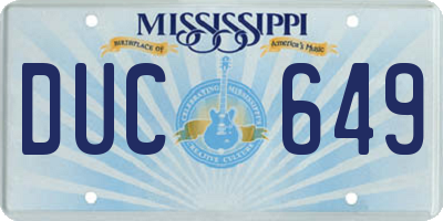 MS license plate DUC649
