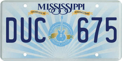 MS license plate DUC675