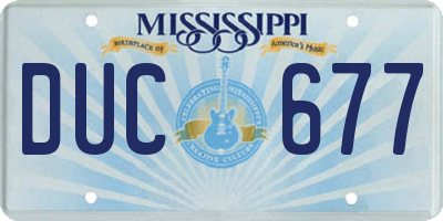 MS license plate DUC677
