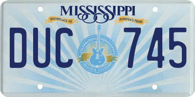 MS license plate DUC745