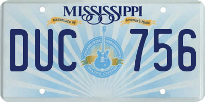 MS license plate DUC756