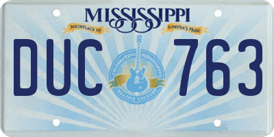 MS license plate DUC763