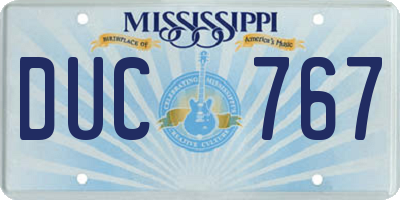 MS license plate DUC767