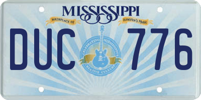 MS license plate DUC776