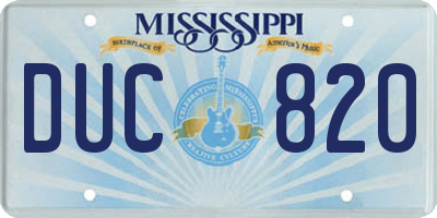 MS license plate DUC820