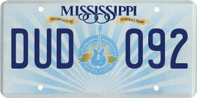 MS license plate DUD092