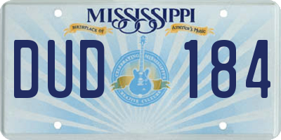 MS license plate DUD184