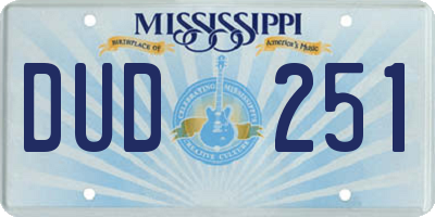 MS license plate DUD251
