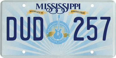 MS license plate DUD257