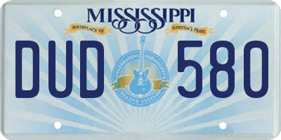 MS license plate DUD580