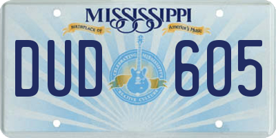 MS license plate DUD605