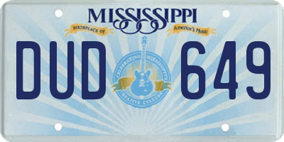 MS license plate DUD649