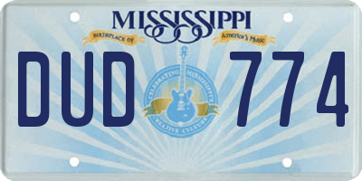 MS license plate DUD774