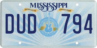 MS license plate DUD794