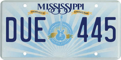 MS license plate DUE445