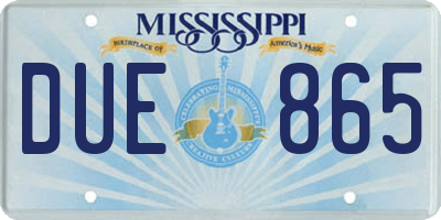 MS license plate DUE865