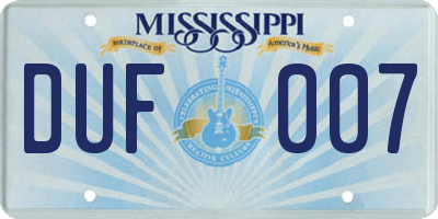 MS license plate DUF007