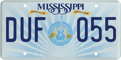 MS license plate DUF055